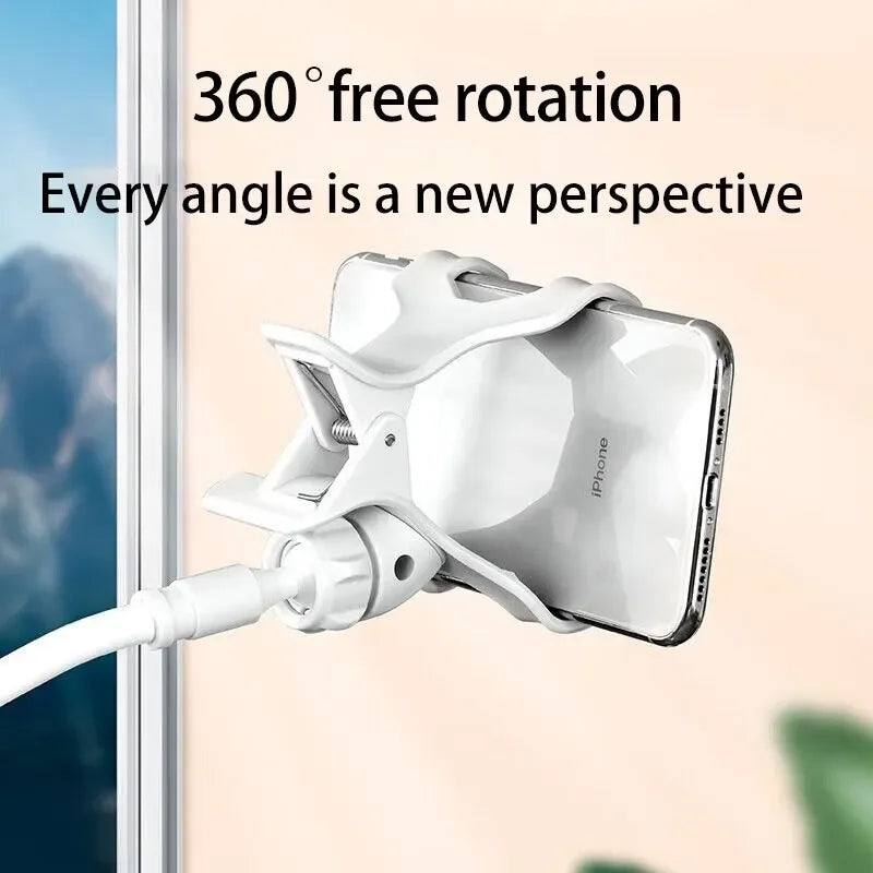 Flexible Gooseneck Phone Holder Lazy Bedside Desktop Clamp Bracket with Long Arm And Handle for Overhead Live Streams