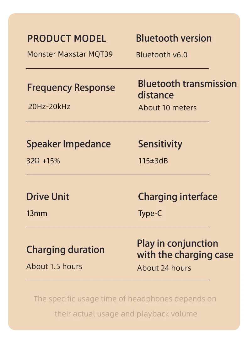 Monster MQT39 Gaming Earphone Ture Wireless Bluetooth 6.0 Headphones Low Latency Noise Reduction Earbuds Headset With Mic New