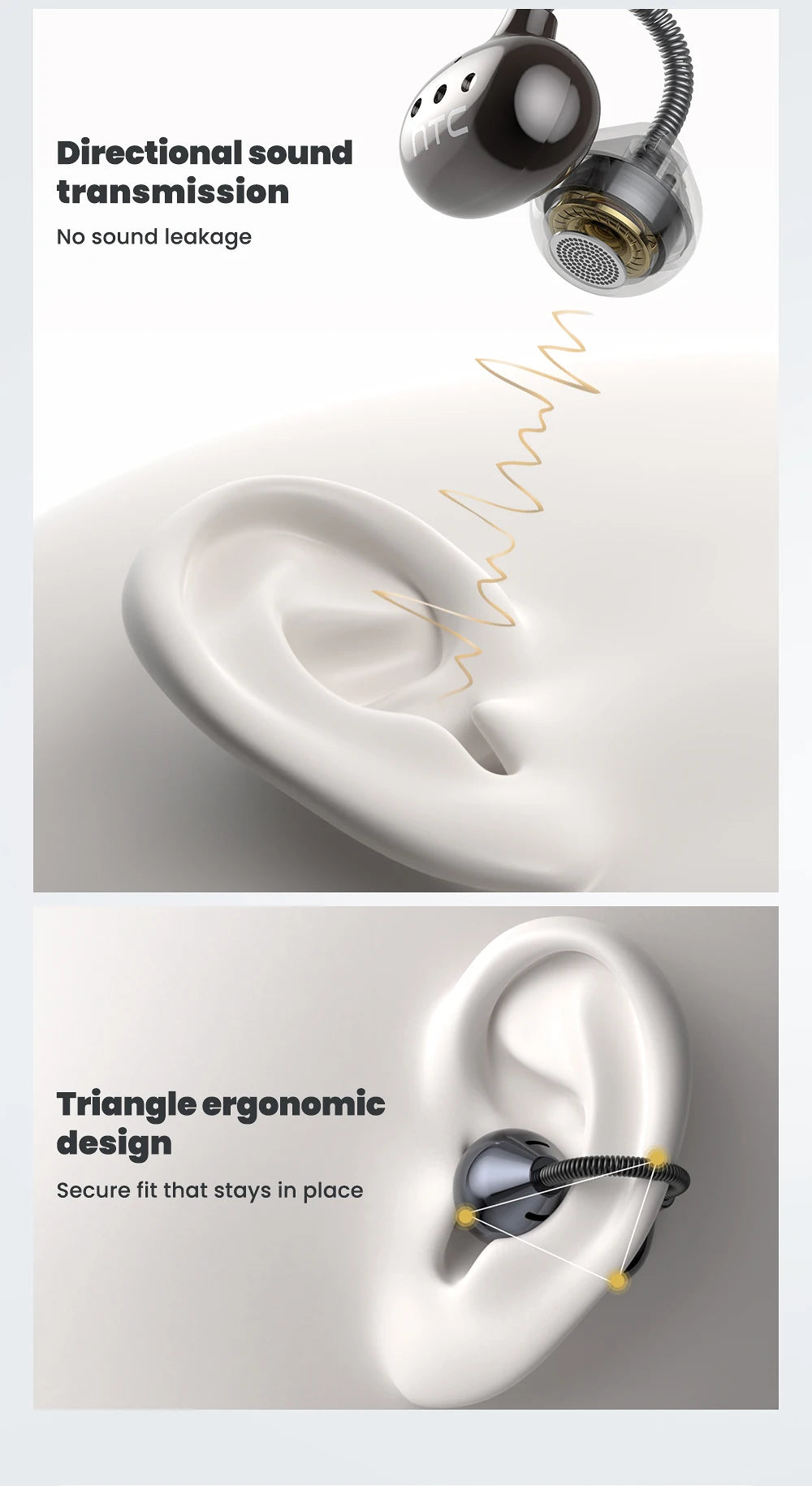 [AI Translator Earbuds] HTC NE67 Bluetooth V6.0 Earphones Portable Wireless headphones Comfort Earclip with a hanging chain