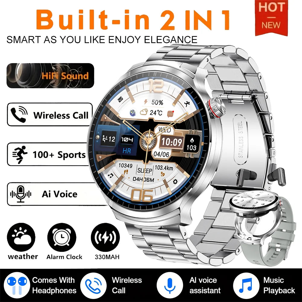 2026 T-REX3 New 2 in 1 Smartwatch With Earbuds Smartwatch TWS Bluetooth Earphone Heart Rate Blood Oxygen Monitor Sports Watch