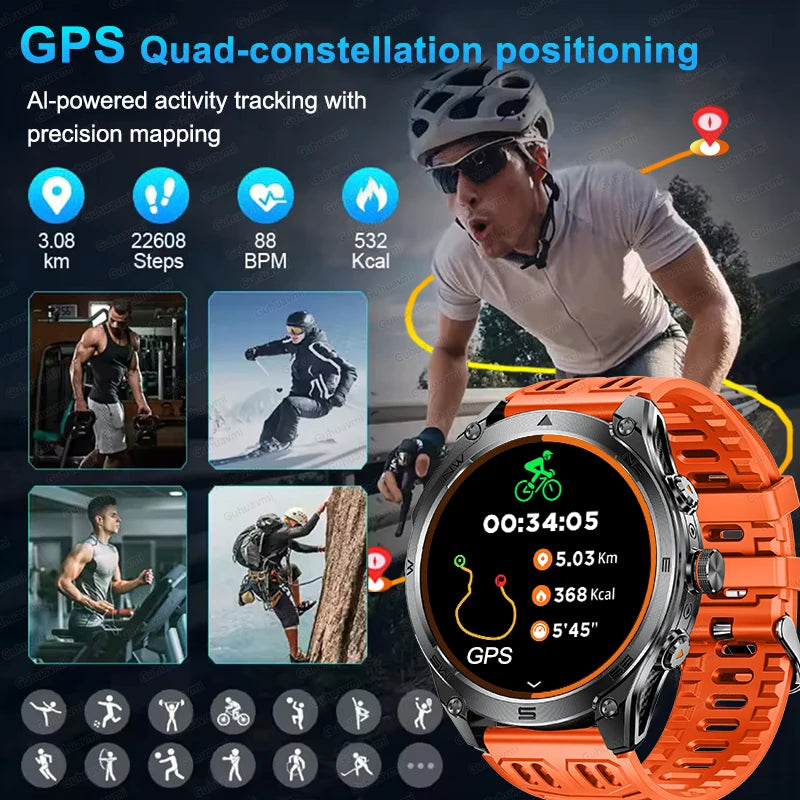 2026 Ultra New Built in GPS Compass Smart Watch 1000mAh Battery 10ATM Waterproof Sports tracker Outdoors Military Smartwatches