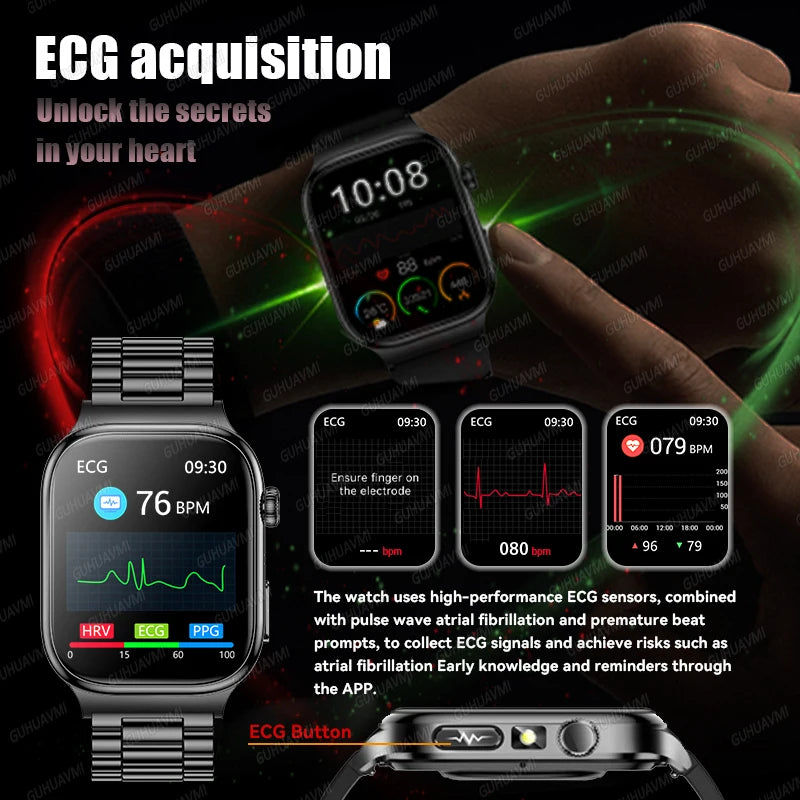 2026New Smart Watch Men Women AI Human Health diagnosis ECG+HRV Blood Pressure Uric acid Blood lipid Bluetooth Call Smartwatch