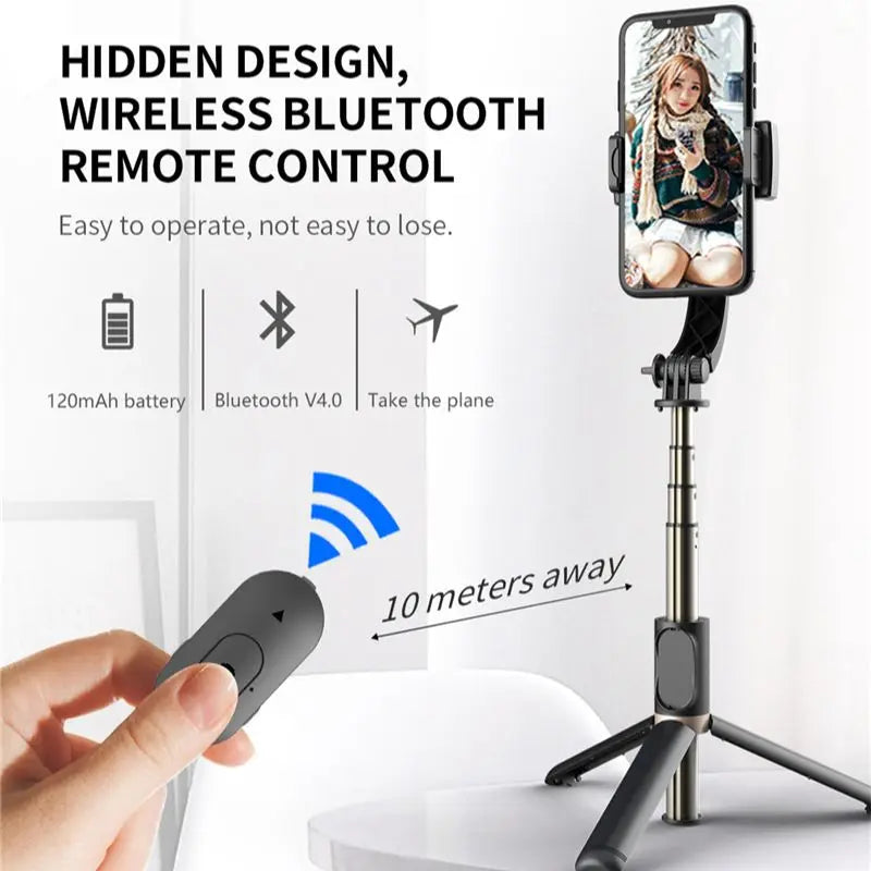 FANGTUOSI Mobile Video Stabilizer Bluetooth Selfie Stick Tripod Gimbal for Smartphone Live Streaming Vertical Shooting Bracket