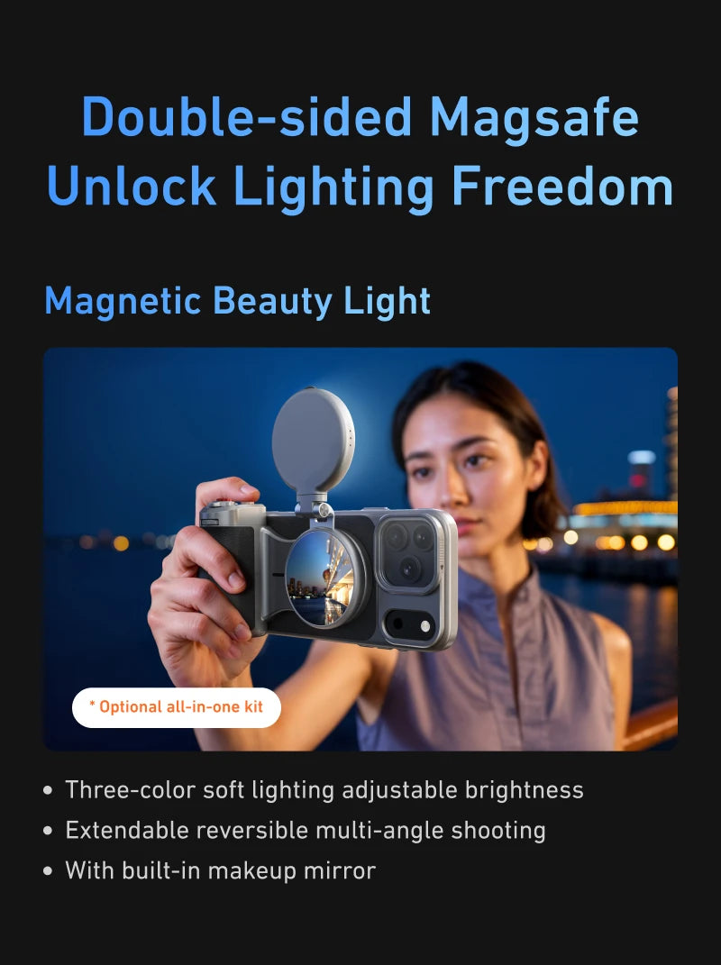 TELESIN Master Grip Set for iPhone 17 pro pro Max - Magnetic Phone Holder with 3200mAh Power Bank & Wireless Charging Hand Grip