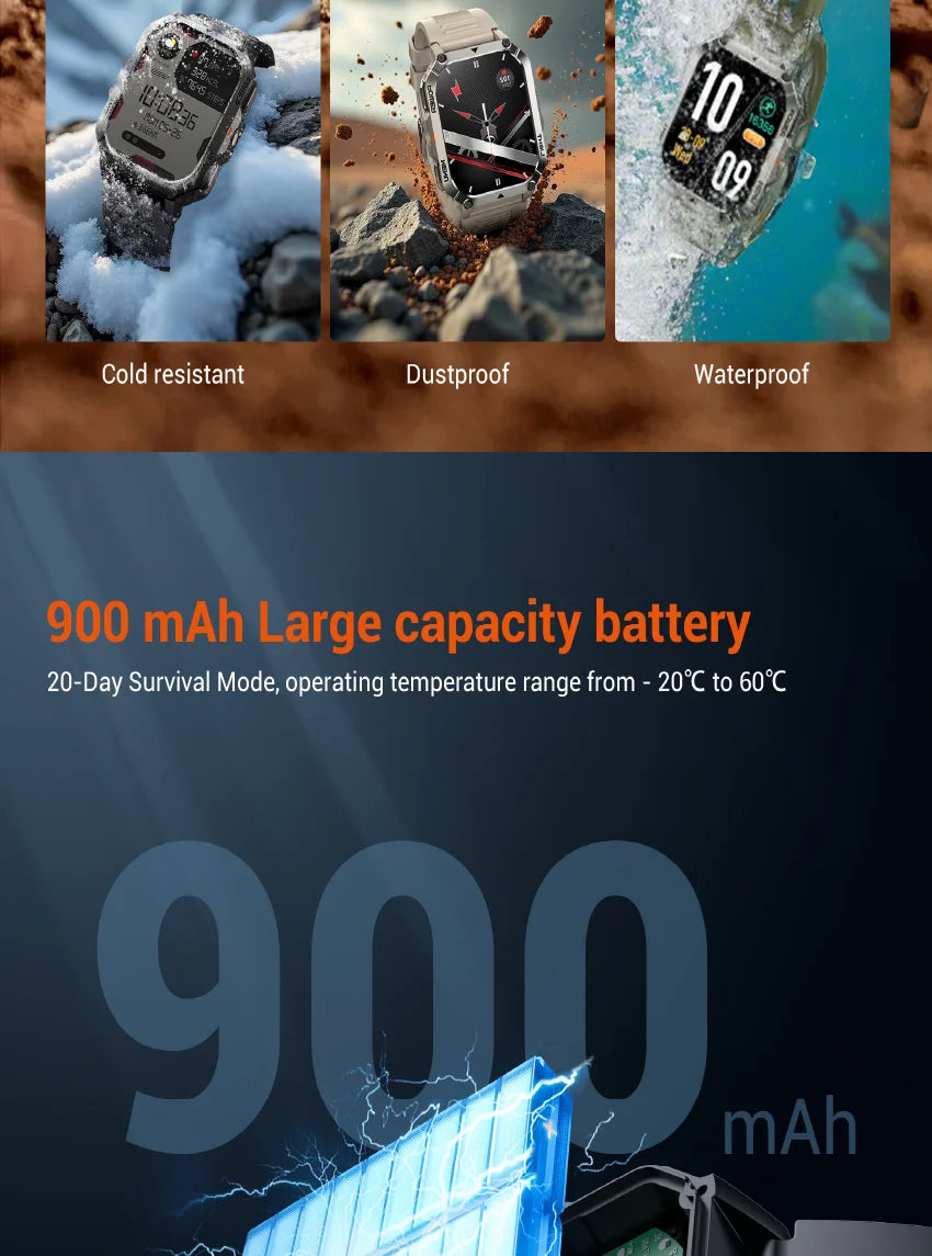2025 New W70 Pro Outdoor Smartwatch 900mAh 2.01'' TFT HD Screen Waterproof Women Men Watches with Emergency Lighting Compass