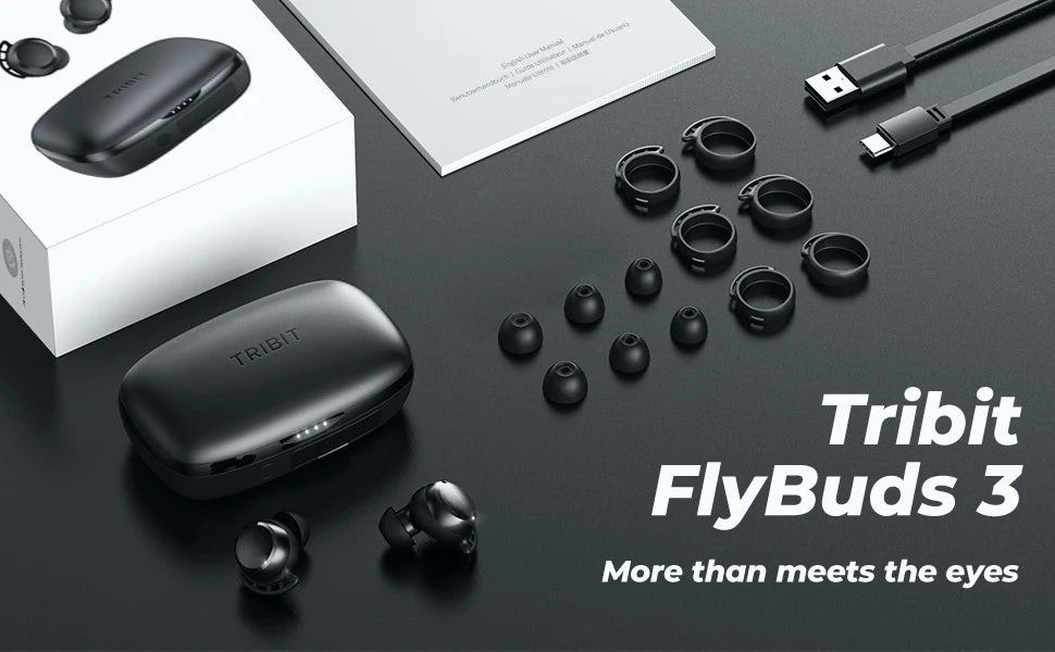 Tribit FlyBuds 3 TWS Bluetooth Earphones IPX8 Waterproof Wireless Headphones with Touch Control Built-in Mic 110-Hour Playtime