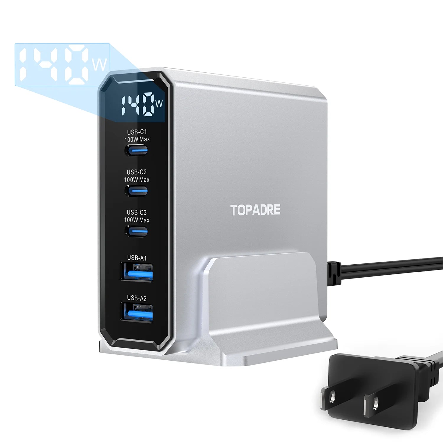 140W USB C 5-Ports Charging Station with Display