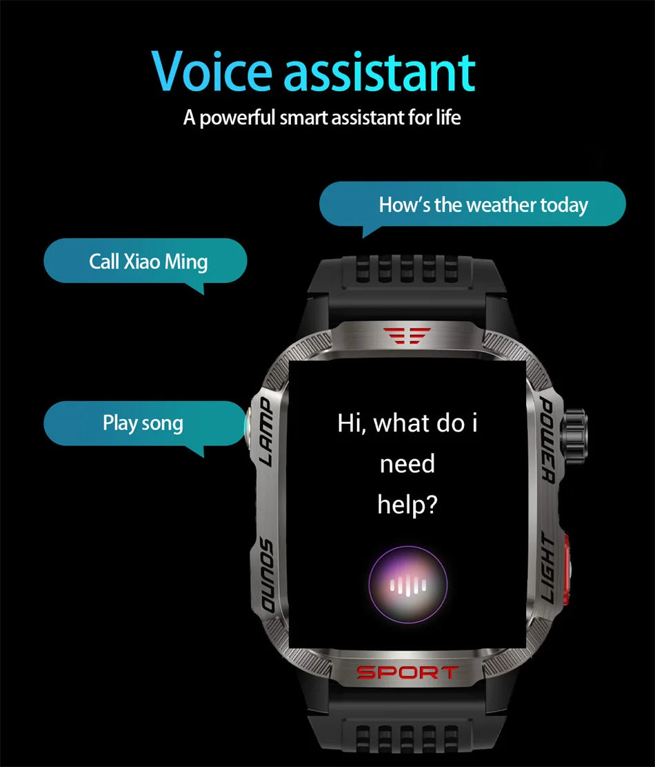 2026 Military Smart Watch with GPS Compass Waterproof Bluetooth Call Functionality And GPS Sport Tracker for Outdoor Activities