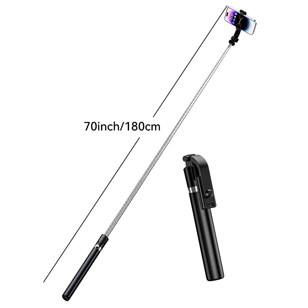 70'' Extendable Selfie Stick Tripod with Ring Light & Bluetooth Remote for Vlogging Live Travel iPhone/Android Extendable Phone Stand