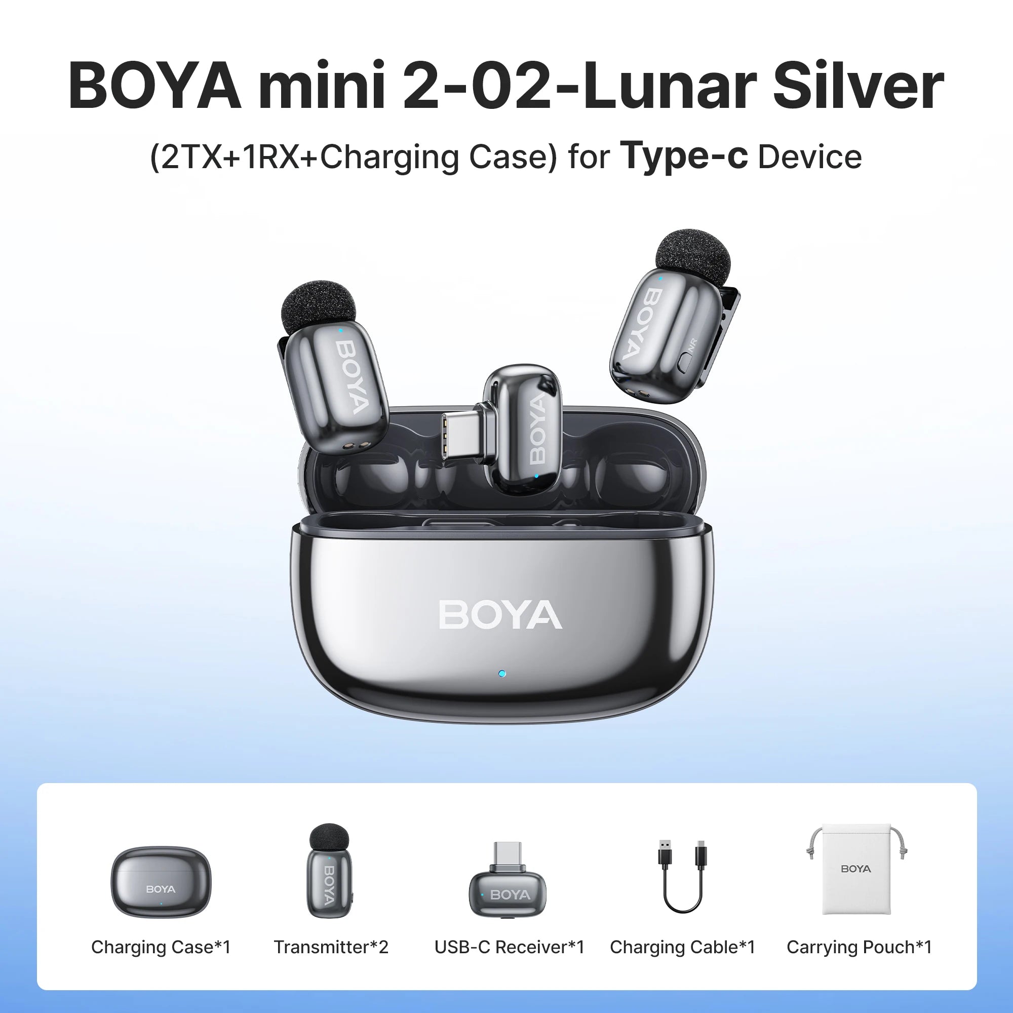 BOYA Mini 2 Wireless Lavalier Microphone AI Noise Reduction Mini Mic for iPhone 6-14/15-17 USB-C Android Phone Video Recording