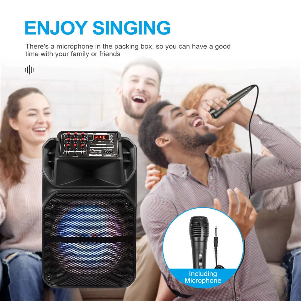 9000W Portable Bluetooth Speaker with 15' Subwoofer Heavy Bass Party System - AUX LED Light & Mic High Quality Karaoke Speaker