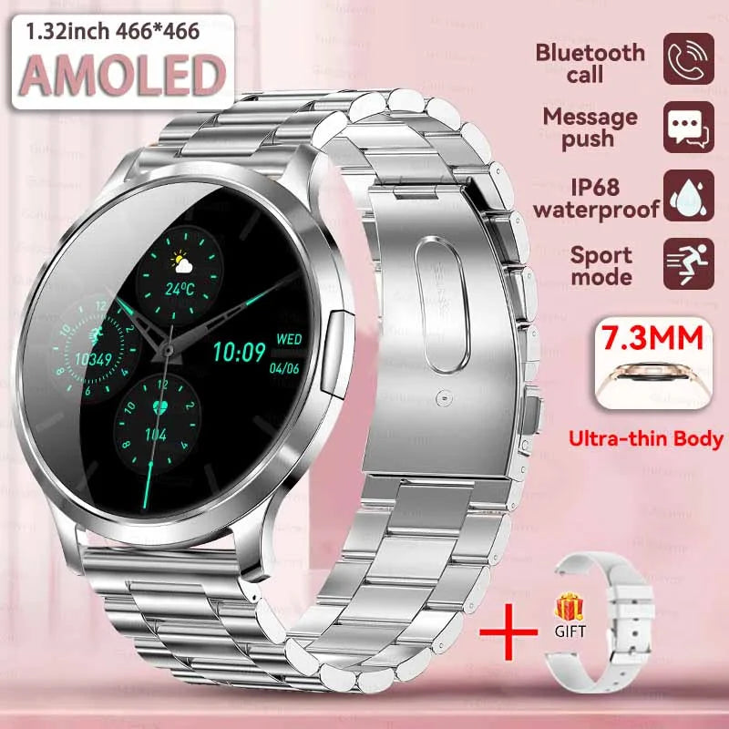 2025 New 1.32inch AMOLED Smart Watch Women GPS Trajectory Heart Rate Bluetooth Call Always Display Lady Smartwatches Men For IOS