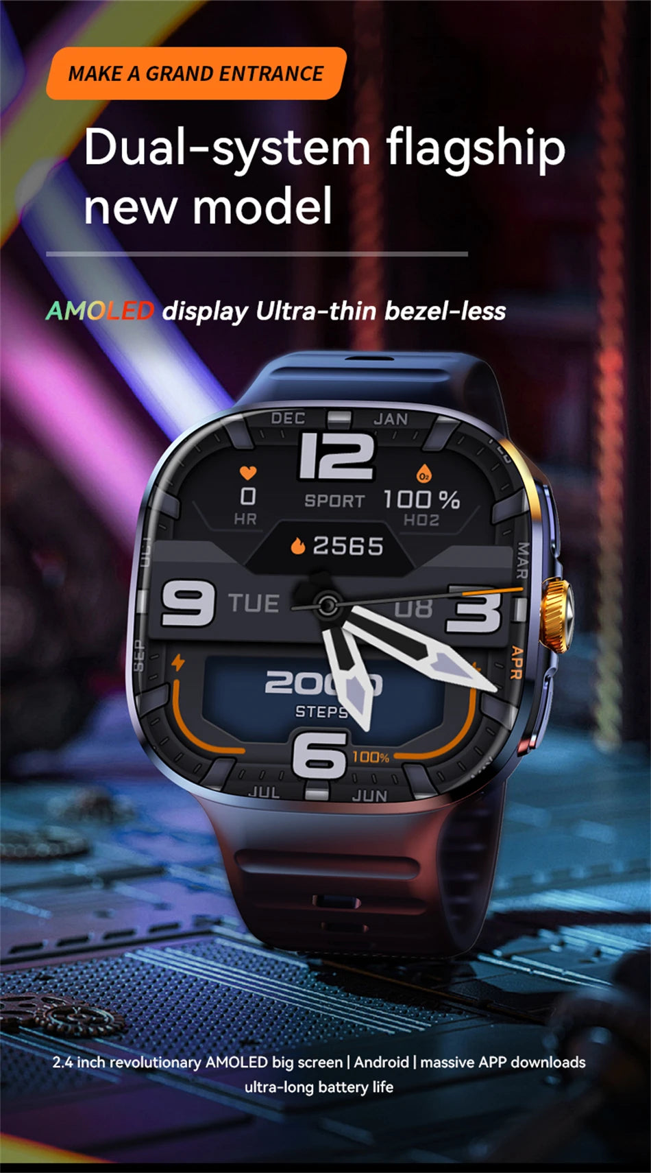 4G/5G Smartwatch 2.4 Inch HD AMOLED Screen 190° Rotary Camera GPS WiFi Android 10.0 Smart Watch with Heart Rate & Sleep Tracker