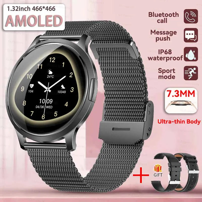 2025 New 1.32inch AMOLED Smart Watch Women GPS Trajectory Heart Rate Bluetooth Call Always Display Lady Smartwatches Men For IOS