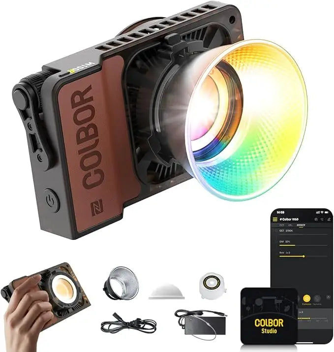 COLBOR W60/W60R/W100/W100R COB LED Video Light – 60W/100W Portable Photography Lighting, Handheld Pocket Fill Light for Outdoor Shooting