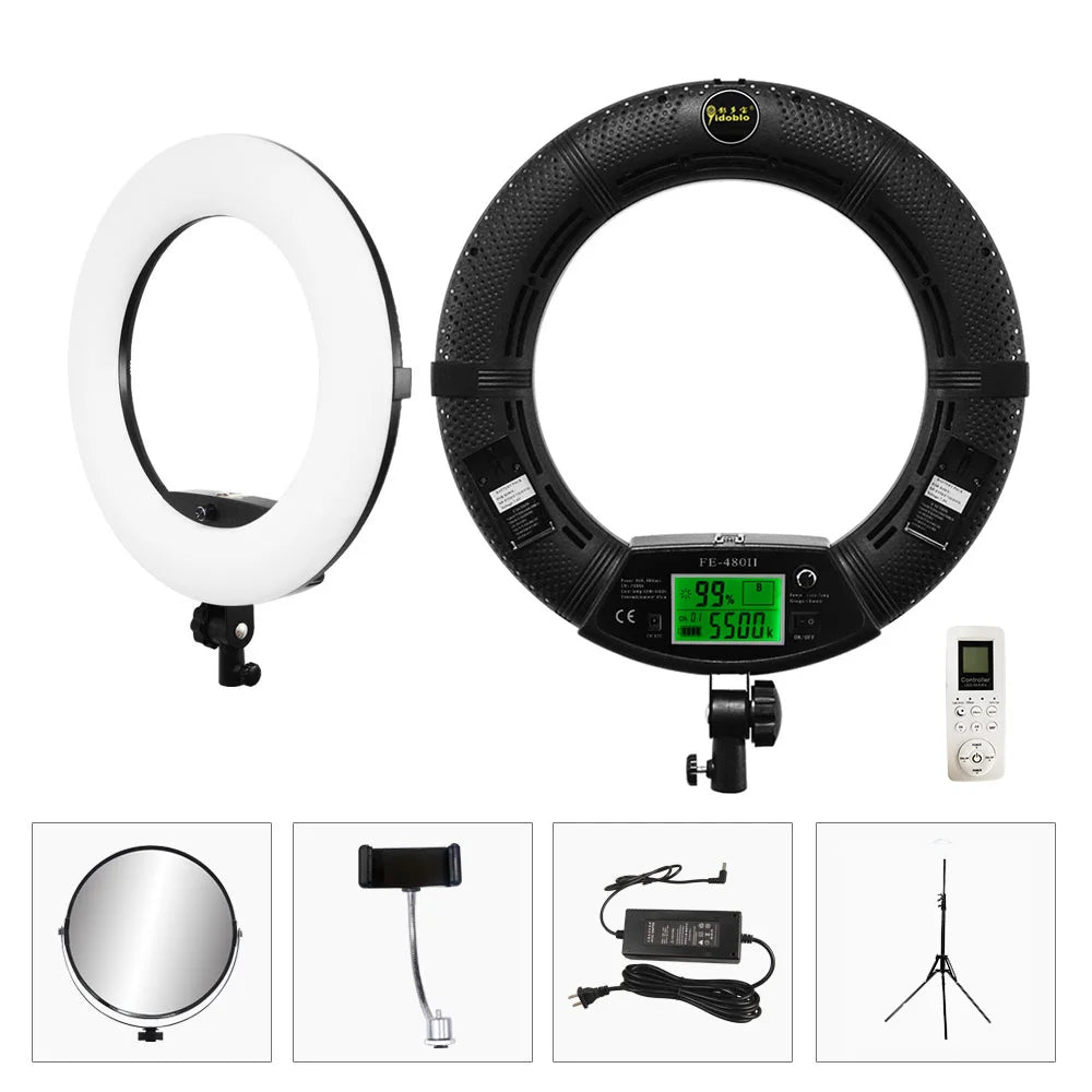18inch FE480 96W LED Ring Light with Tripod And Remote Control Bi-color Video Lamp for Makeup Beauty Salon Photography Studio