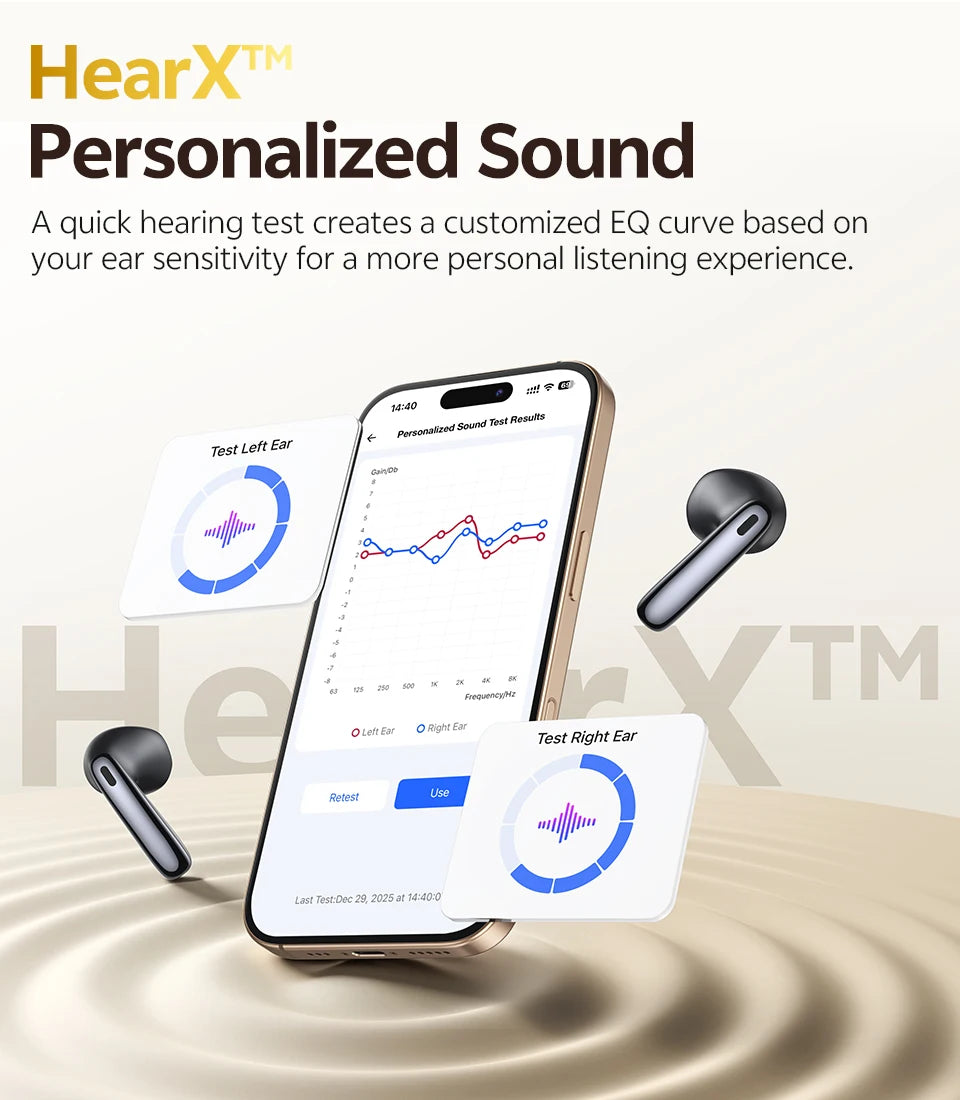 QCY AilyBuds E50 HT11 Wireless Earphones Hi-Res Adaptive Hybrid ANC Headphone Bluetooth 6.0 Spatial Sound Earbuds 11mm Drivers