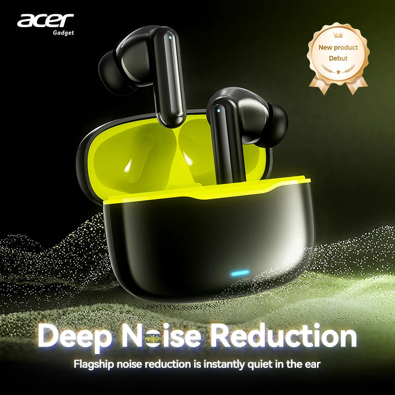 Acer In-Ear Wireless Bluetooth Headphones with Anc Active Noise Reduction, Hd Calls, Dolby Surround Sound, Large Battery, Long Battery Life, No Delay for Music and Games, Suitable for Sports, Running, and Fitness Use