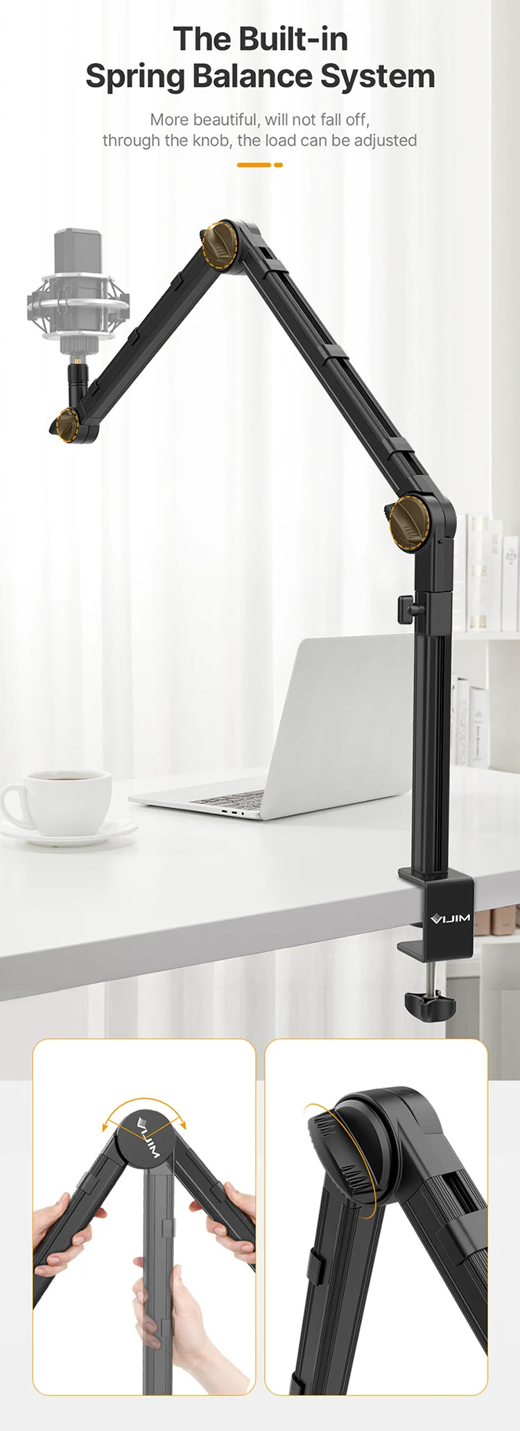 Ulanzi Vijim LS24 Microphone Boom Arm Stand Desktop Adjustable For DSLR Camera Smartphone Fill Light Microphone Holder Mount