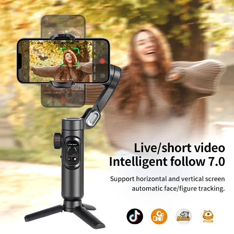 AOCHUAN 3-Axis Handheld Gimbal Stabilizer SmartXE for iPhone Android AI Face Tracking TikTok Vlog Smartphone Camera Stabilizer