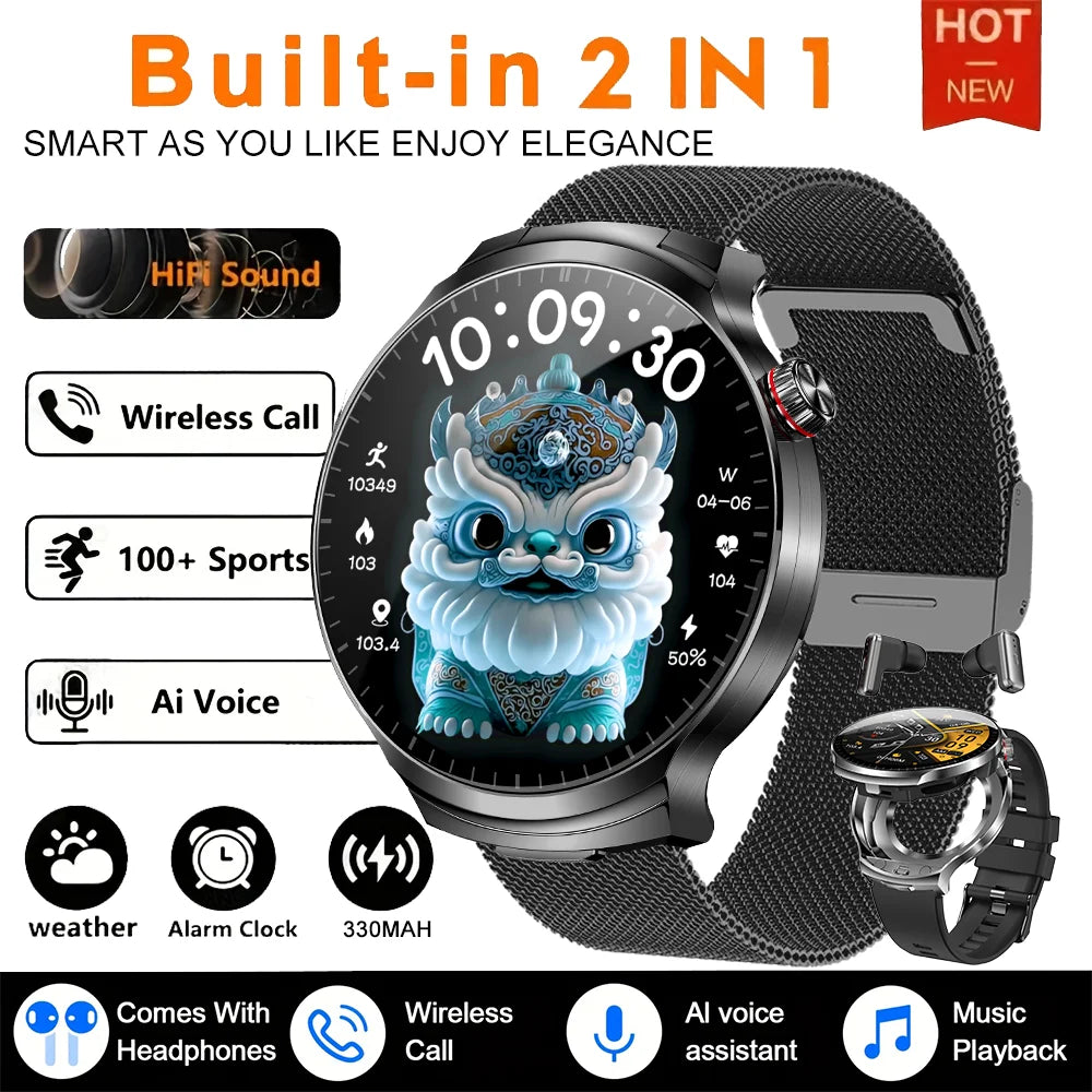 2026 T-REX3 New 2 in 1 Smartwatch With Earbuds Smartwatch TWS Bluetooth Earphone Heart Rate Blood Oxygen Monitor Sports Watch