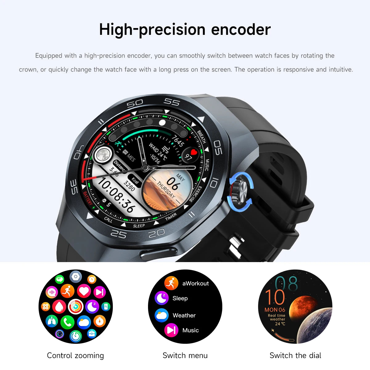 2026 New Luxury GPS Smart Watch Men Compass Altimeter 3ATM Waterproof Health Monitor Bluetooth Call Business Sports Smartwatch