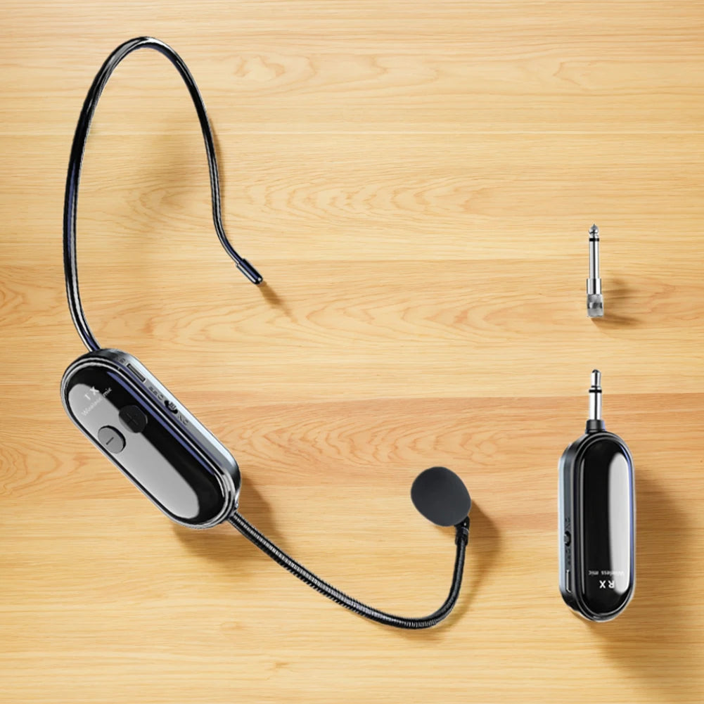 2.4G Wireless Handheld Headset Mic System Long Range Voice Amplifier for Stage Speakers 2-in-1 Microphone for Teaching And Speakers