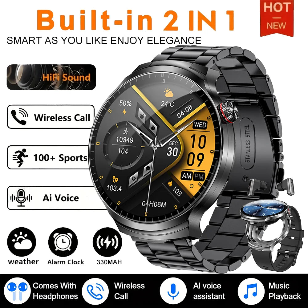 2026 T-REX3 New 2 in 1 Smartwatch With Earbuds Smartwatch TWS Bluetooth Earphone Heart Rate Blood Oxygen Monitor Sports Watch