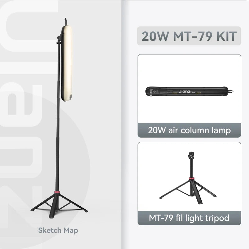Ulanzi UA12 12W Bi-Color Magnetic Portable Air Tube Light 2700K-6500K Waterproof Foldable 18WH Lamp for Live Photography Shooting