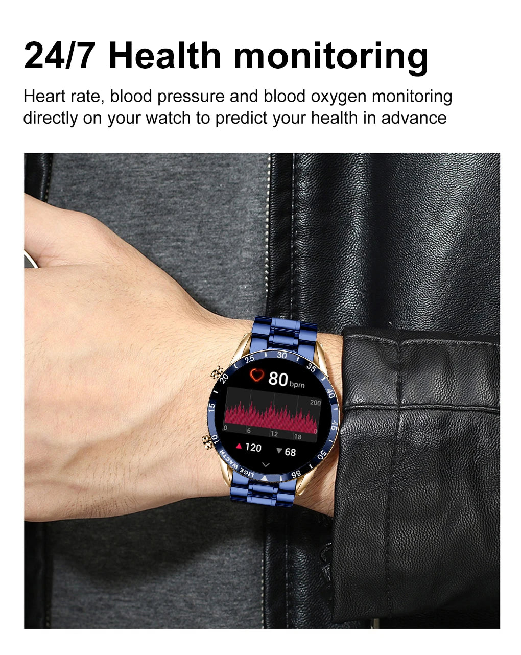 LIGE Men's Fashion Smart Watch Full Touch Bluetooth Call Waterproof Sport Fitness Tracker Luxury Steel Band Smartwatch for Adults