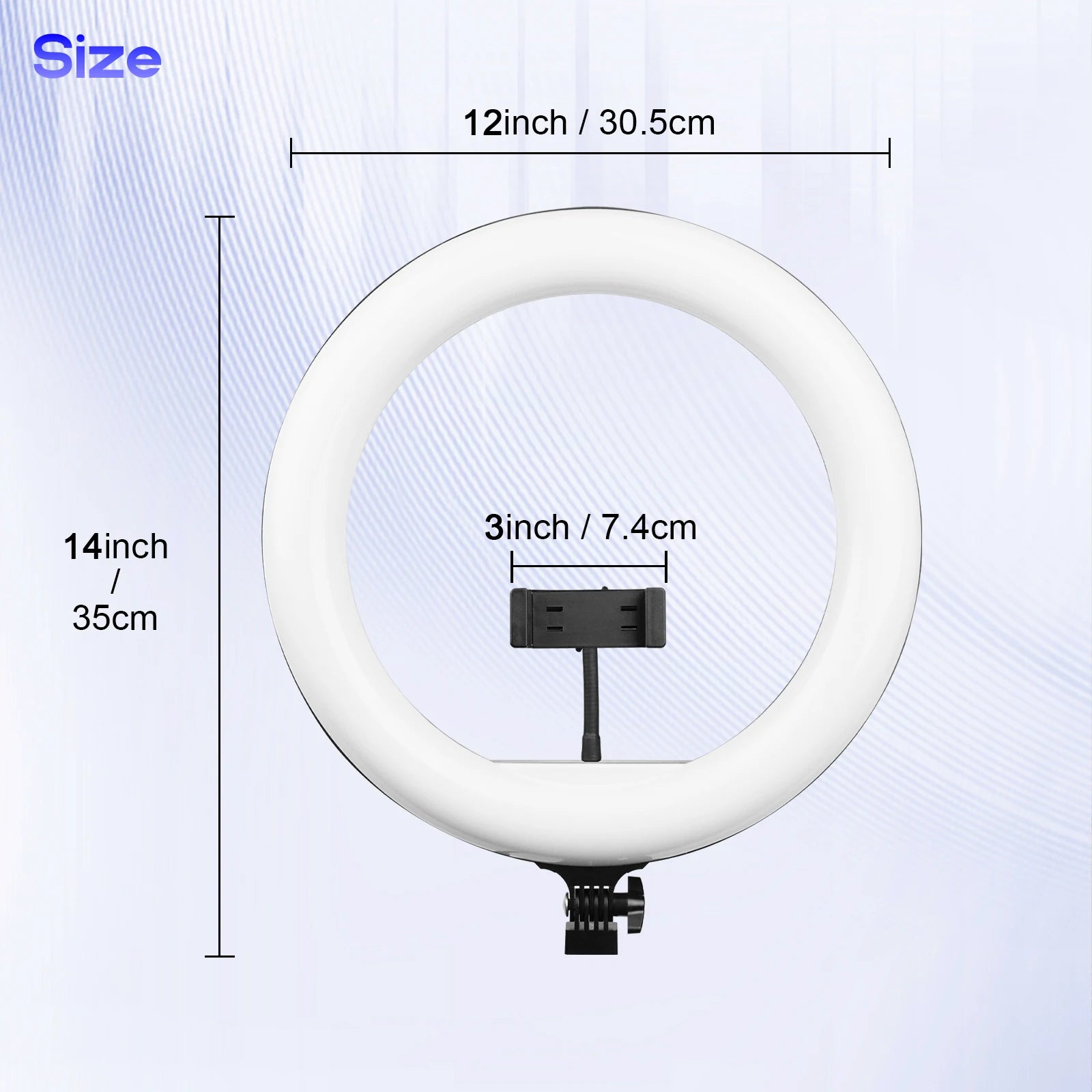 12' RGB Ring Light with Handle And Tripod 360° Rotatable Phone Clip 101 Color Modes Wired Control for Mobile Streaming