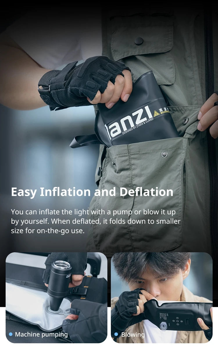Ulanzi UA12 12W Bi-Color Magnetic Portable Air Tube Light 2700K-6500K Waterproof Foldable 18WH Lamp for Live Photography Shooting