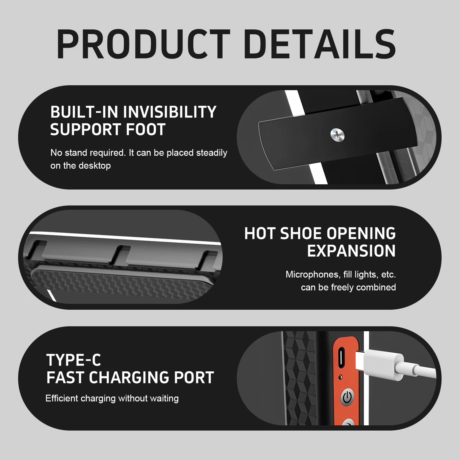 Portable Handheld Ring Light Kit LED Phone Video Stabilizer with Battery for Selfie Streaming & Video Recording
