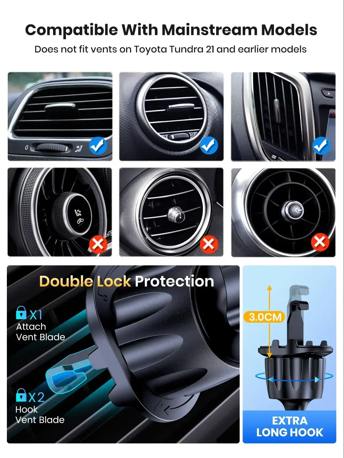 Universal Car Gravity Phone Holder Auto Clip Mount Air Vent Mobile Stand for All Phones - Eye-Friendly Plastic Car Bracket