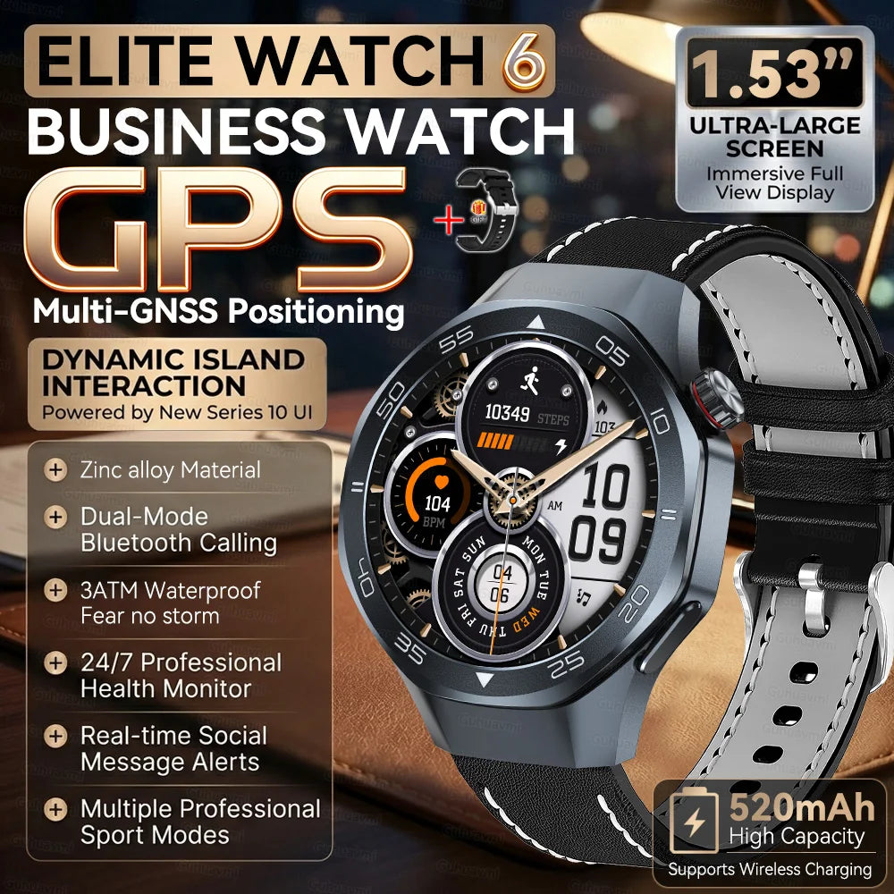 2026 New Luxury GPS Smart Watch Men Compass Altimeter 3ATM Waterproof Health Monitor Bluetooth Call Business Sports Smartwatch