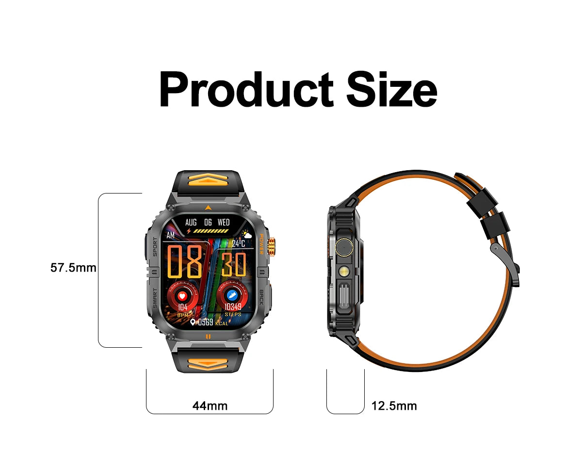 2026 New Smart Watch 2.00inch HD Display Bluetooth Call LED Flashlight Multiple Sports Modes Pedometer Men's Sports Smartwatch