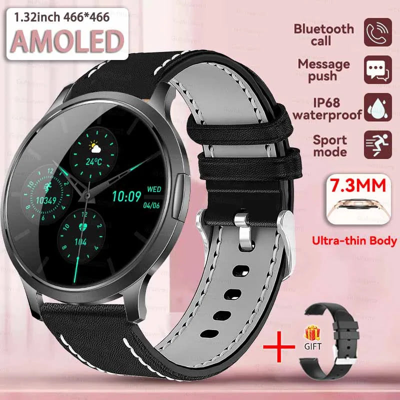 2025 New 1.32inch AMOLED Smart Watch Women GPS Trajectory Heart Rate Bluetooth Call Always Display Lady Smartwatches Men For IOS