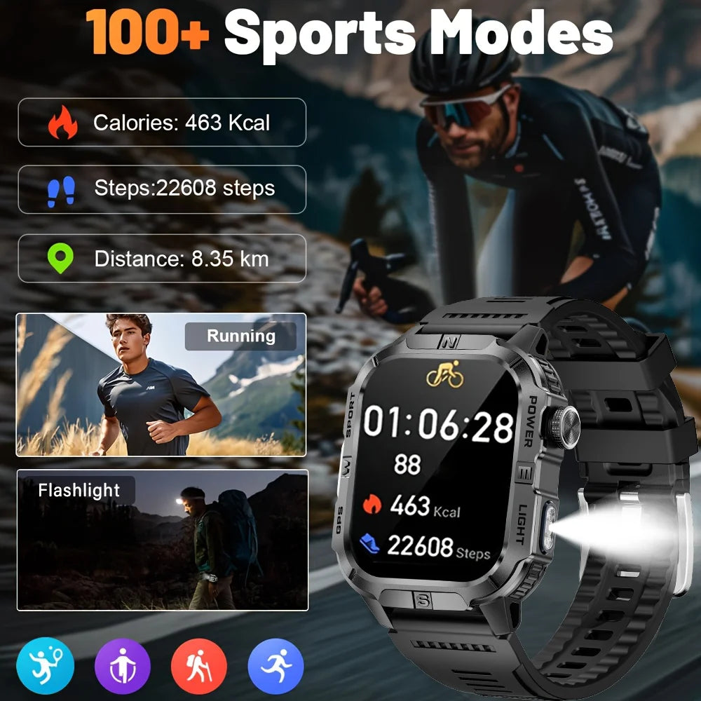 2.01-HD AMOLED GPS Smart Watch 3ATM Waterproof Built-in Dual-band GNSS Altitude Compass Military Sport Smartwatch Men 2025 New
