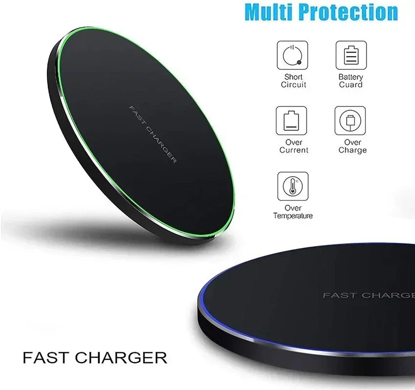 Fast Wireless Charger Pad – Qi Charging Dock for iPhone 16/15/14/13/12/X/XS Max & Samsung, Xiaomi, Huawei Phones.