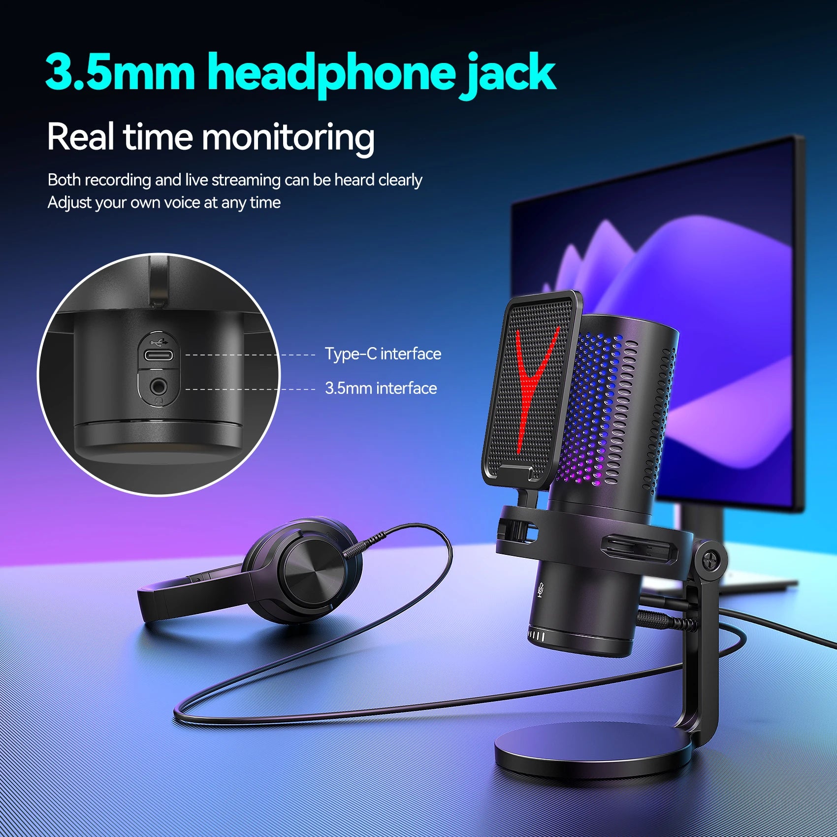 Professional USB Condenser Microphone Kit – Gaming & Podcast Mic for PC/Laptop, Wired Studio Recording Mic for Streaming, Karaoke & Voice Overs.