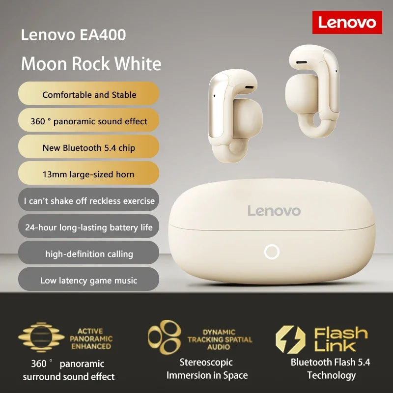 Lenovo EA400 OWS Wireless Bluetooth Earphones Noise Reduction Gaming Headphones HlFl Sound Quality Ear Clip for Xiaomi Phone