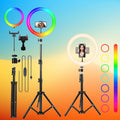 12” Dimmable RGB LED Ring Light with Tripod & Dual Phone Holders – Photography Lighting Kit for Selfies, Live Streaming, Zoom & TikTok