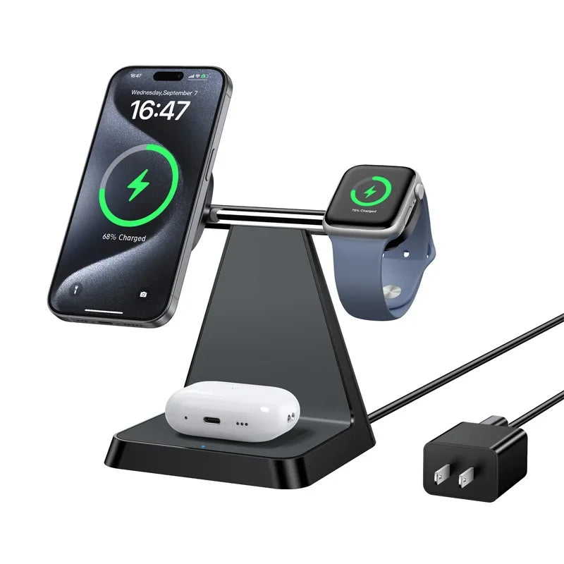 Iseyyox 3-in-1 Magnetic Wireless Charging Stand (15W)