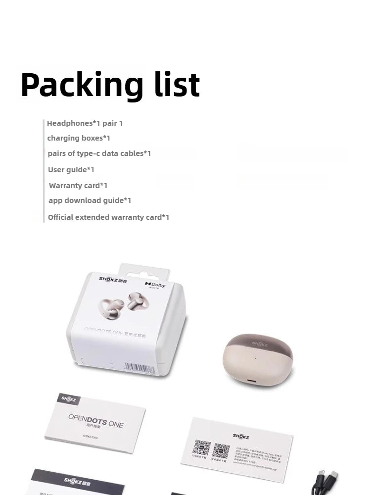 Shokz OpenDots ONE E310 Wireless Earphones Ear Clip AI Noise Reduction Long Battery Life Lightweight Earbuds Custom Headphones