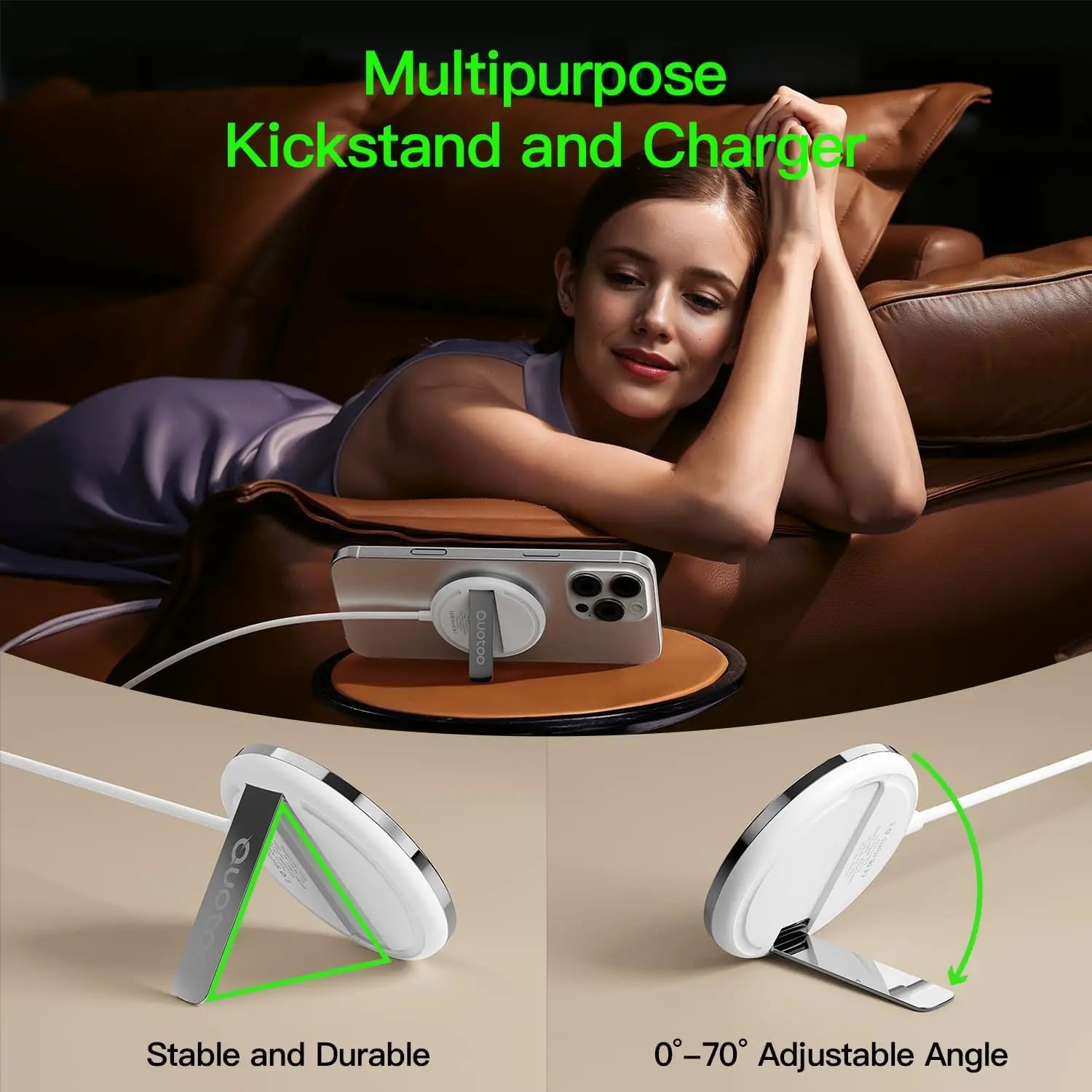 2-Pack 15W Magnetic Wireless Charger with 20W Fast Charging Adapter – Compatible with iPhone & AirPods, MagSafe Charging Pads.