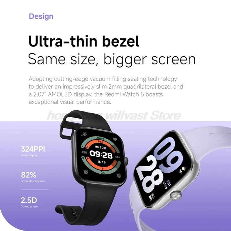 Global Version Xiaomi Redmi Watch 5 Smartwatch Bluetooth Phone Call 2.07'' Display 550mAh Battery Health Monitoring Sports Mode