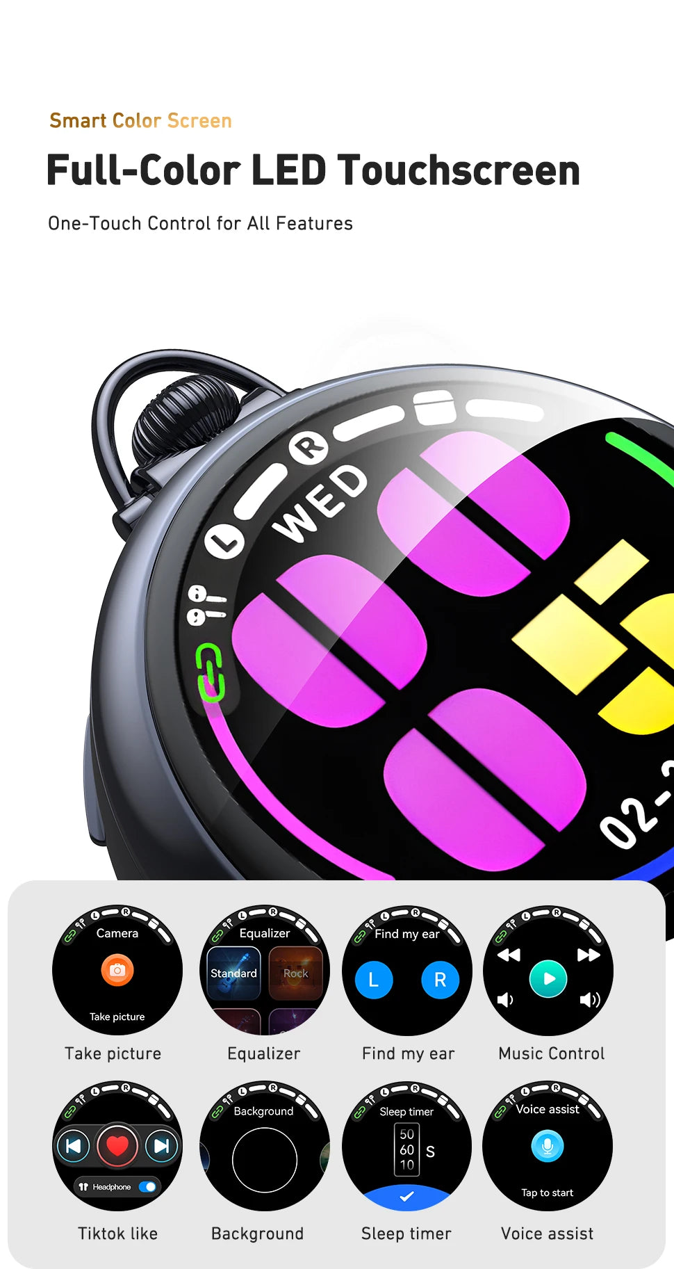 Ai Translation Smart Assistant HTC NE71 Wireless Bluetooth Earphones Headphones Full HD LCD Display Headset Music Sports Earbuds