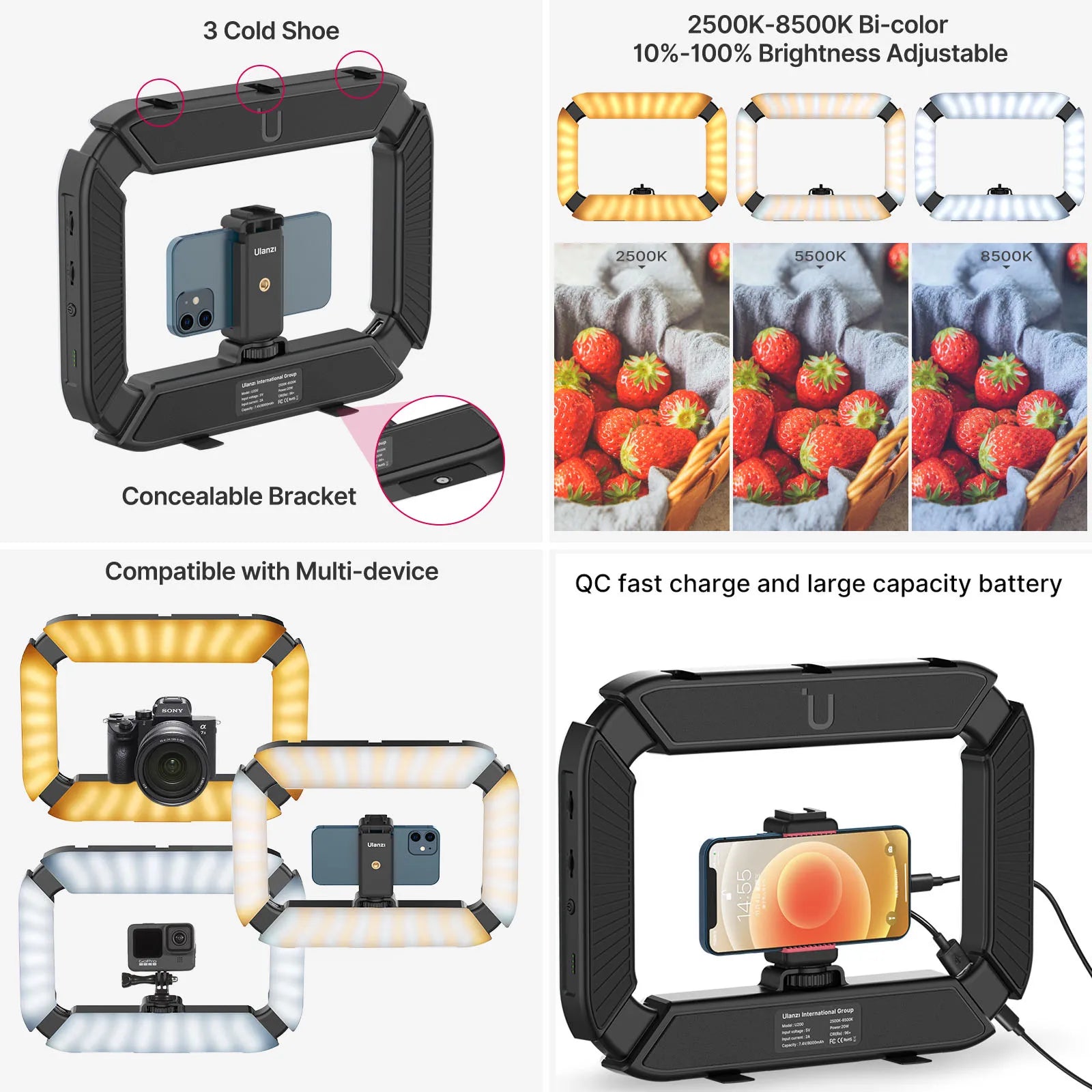 Ulanzi U200 2-in-1 Smartphone Video Rig LED Ring Light