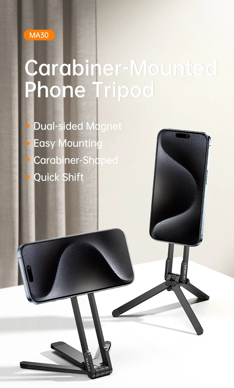 ULANZI MA30 Aluminum Magnetic Phone Tripod Stand Compatible with iPhone 16 Samsung Xiaomi Huawei Vivo OPPO - Mini Bracket for Magsafe Smartphones