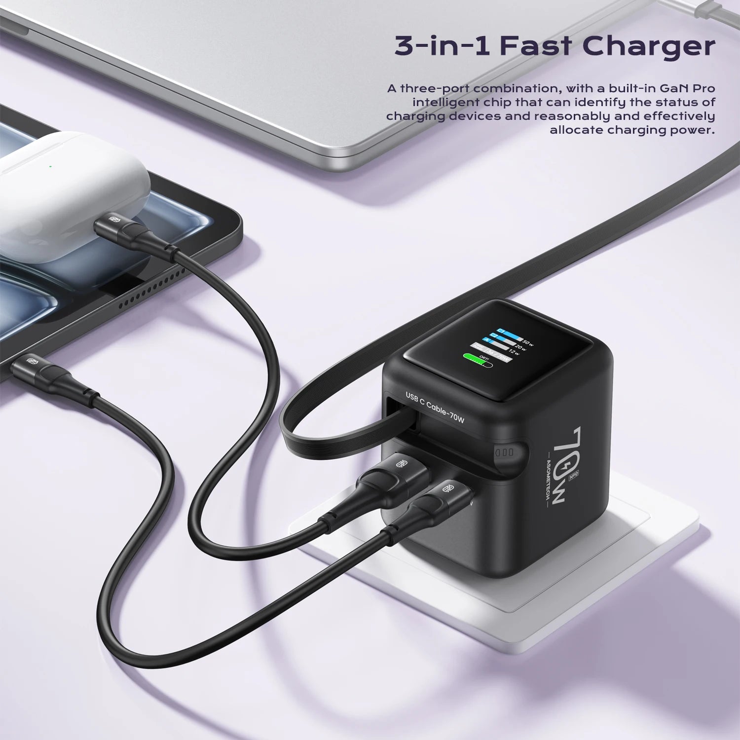 ASOMETECH GaN Fast Charger (45W) with Display